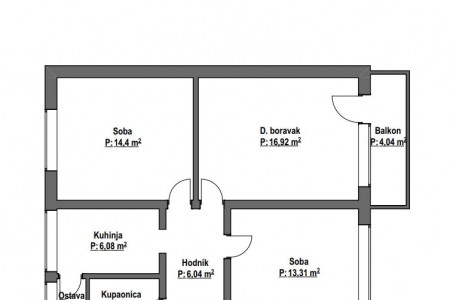 Belišće, trosoban stan u centru, 65,15 m2